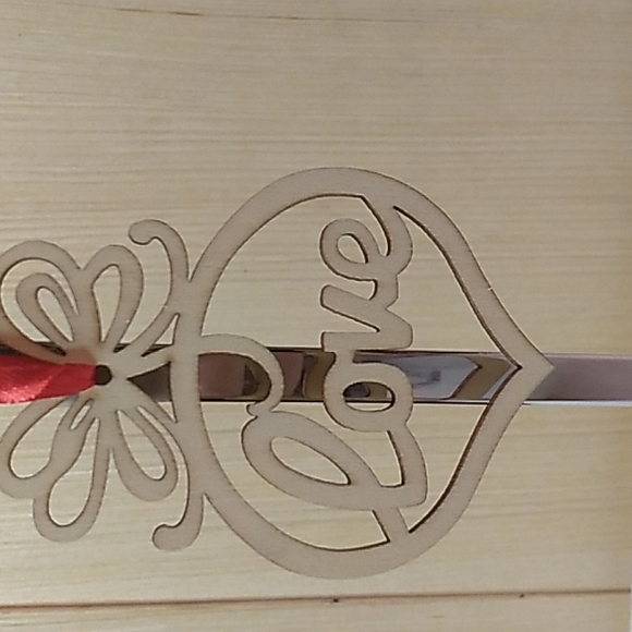 Love Bememo Wooden Christmas Ornament 3.82 x 2.83 x 0.12 inches w Red ribbon - Picture 2 of 5